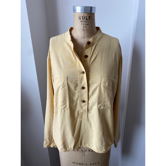 Everlane The Washable Silk Henley Shirt in Buttercream size 0 nwot - Picture 3 of 5